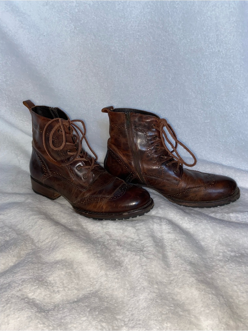Men's Brown Leather Lace-Up Wingtip Boots